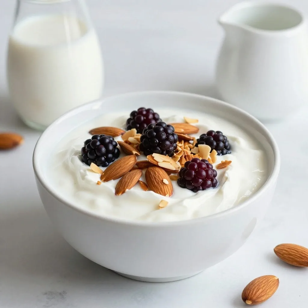 Jogurt naturalny z migdałami i jagodami